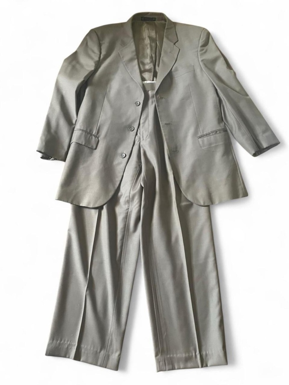 2Pcs Emanuel Ungaro Tan pleated 100% wool full suit with blazer and trousers